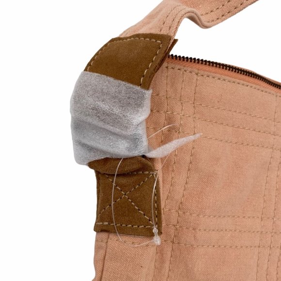 NWOT FREE PEOPLE PALE PINK ANKARA STITCH QUILTED TOTE BAG W/LEATHER ACCENTS - Picture 7 of 9